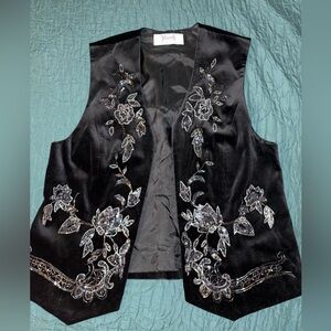 Black Velvet Embroidered Vest